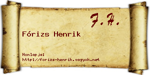 Fórizs Henrik névjegykártya