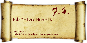 Fórizs Henrik névjegykártya