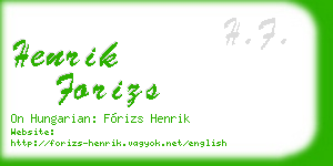 henrik forizs business card